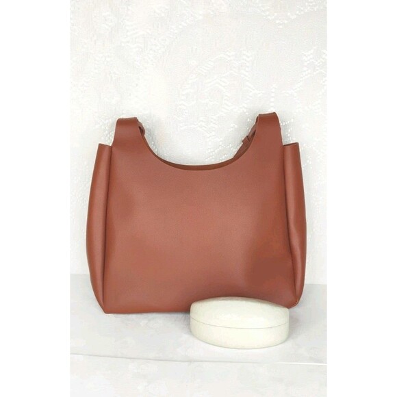 Neiman Marcus Tote Bag Large Brown Tan Faux Leather Suede Lined Purse NEW 15” - Picture 16 of 16